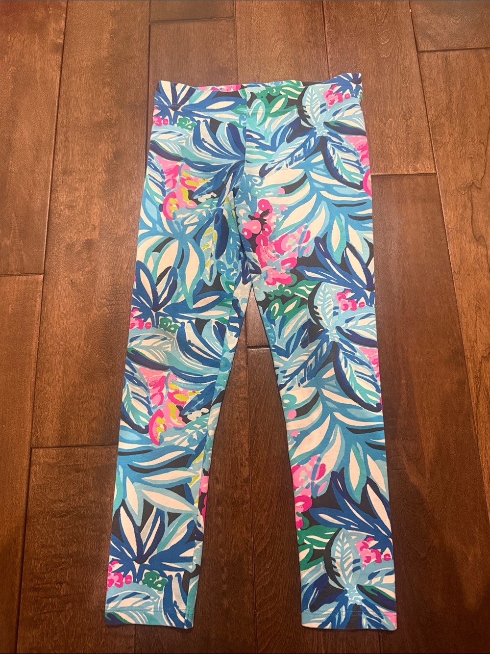 Lilly Pulitzer Blue Tropical Floral Kids Leggings